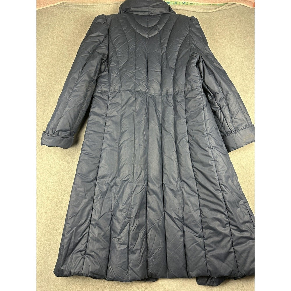 Downist Coat Womens Medium Blue Long Down Puffer Quilted Zip Collared Pockets - Picture 10 of 11